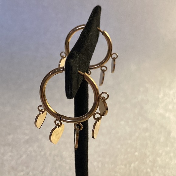 NWOT - Stainless Steel Cute Heart Rose Gold Tassel Bohemia Choker Necklace Set - Picture 11 of 16